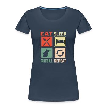 Eat Sleep Paintball Repeat Paintballer Tactical Pl - Frauen Premium Bio T-Shirt - Navy - Vorne - Mia (176cm)