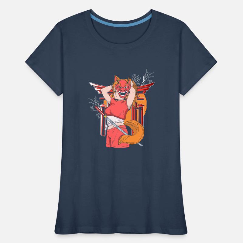 Japanisches Mädchen Oni Dämon Ninja Samurai Frauen Premium Bio T-Shirt