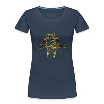 Safari Girafe Girafe - T-shirt bio Premium Femme - bleu marine - Devant - Mia (176cm)