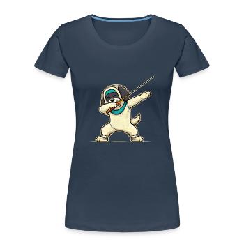 Dubbing Dog Fencer Fence Sword Epee Fencing - Women's Premium Organic T-Shirt - navy - Front - Mia (176cm)