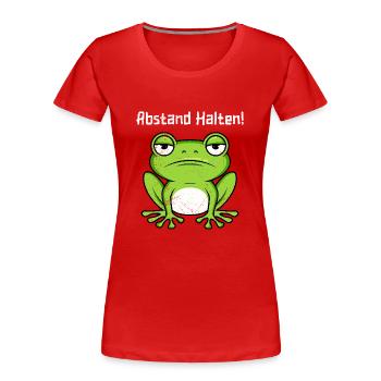 Faschings Party ABSTAND HALTEN! Genervter Frosch - Frauen Premium Bio T-Shirt - Navy - Vorne - Mia (176cm)