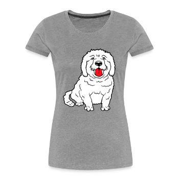 Dear dog sticks out his tongue happily - Women's Premium Organic T-Shirt - navy - Front - Mia (176cm)