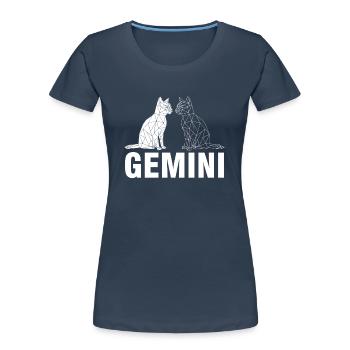 Gémeaux - T-shirt bio Premium Femme - bleu marine - Devant - Mia (176cm)