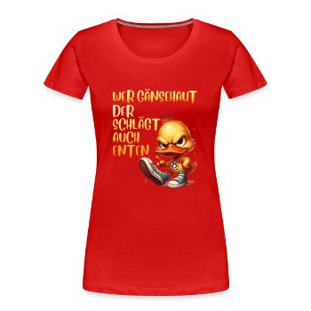 Entenkostüm WER GÄNSEHAUT DER SCHLÄGT AUCH - Frauen Premium Bio T-Shirt - Navy - Vorne - Mia (176cm)