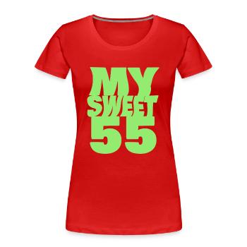 Sweet 55 - Women's Premium Organic T-Shirt - navy - Front - Mia (176cm)