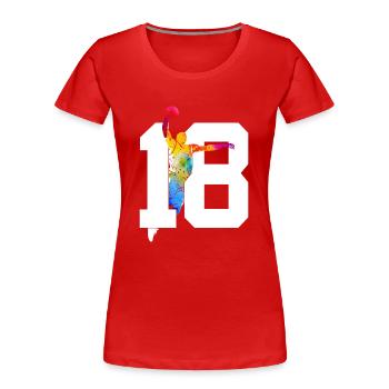 NUMÉRO 18 BASKETBALL 18E ANNIVERSAIRE - T-shirt bio Premium Femme - bleu marine - Devant - Mia (176cm)