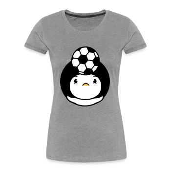 Ente spielt Fußball Kopfball Ball Kopf balancieren - Frauen Premium Bio T-Shirt - Navy - Vorne - Mia (176cm)