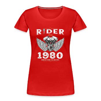 Cycliste depuis 1980 - 45 ans de routes ouvertes et - T-shirt bio Premium Femme - bleu marine - Devant - Mia (176cm)