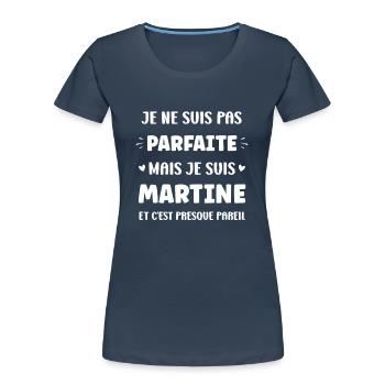 Martine - T-shirt bio Premium Femme - bleu marine - Devant - Mia (176cm)