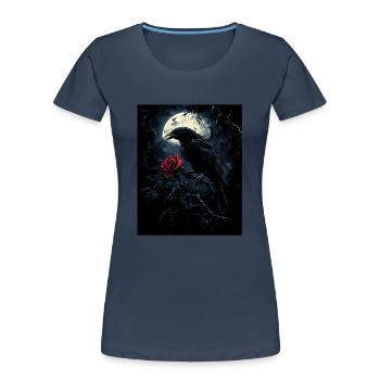 Raven Rose Moon Gloomy Gothic Black Crow - Women's Premium Organic T-Shirt - navy - Front - Mia (176cm)