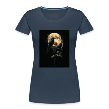 Raven Rose Moon Gloomy Gothic Black Crow - Women's Premium Organic T-Shirt - navy - Front - Mia (176cm)
