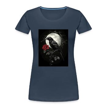 Raven Rose Moon Gloomy Gothic Black Crow - Women's Premium Organic T-Shirt - navy - Front - Mia (176cm)