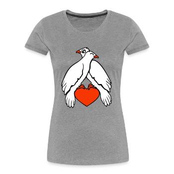 2 Tauben Herz Vögel zwei Pärchen sitzen verliebt - Frauen Premium Bio T-Shirt - Navy - Vorne - Mia (176cm)