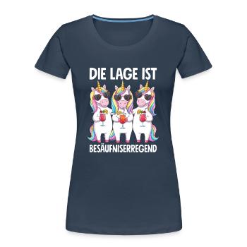 Die Lage Ist Besäufniserregend - Frauen Premium Bio T-Shirt - Navy - Vorne - Mia (176cm)
