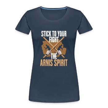 Escrima Kampfsport The Arnis Spirit - Frauen Premium Bio T-Shirt - Navy - Vorne - Mia (176cm)