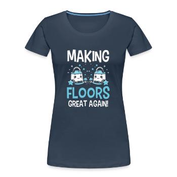 Nettoyant Lover Cleaner - T-shirt bio Premium Femme - bleu marine - Devant - Mia (176cm)