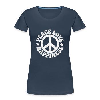 Friedenszeichen Friedenssymbol Hippie Geschenk - Frauen Premium Bio T-Shirt - Navy - Vorne - Mia (176cm)