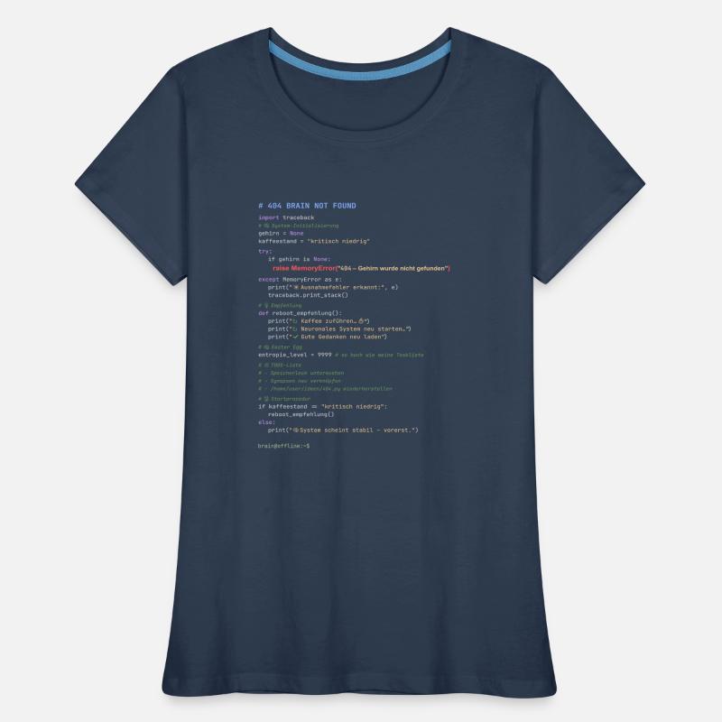 404 Cerveau introuvable Code Python T-shirt bio Premium Femme