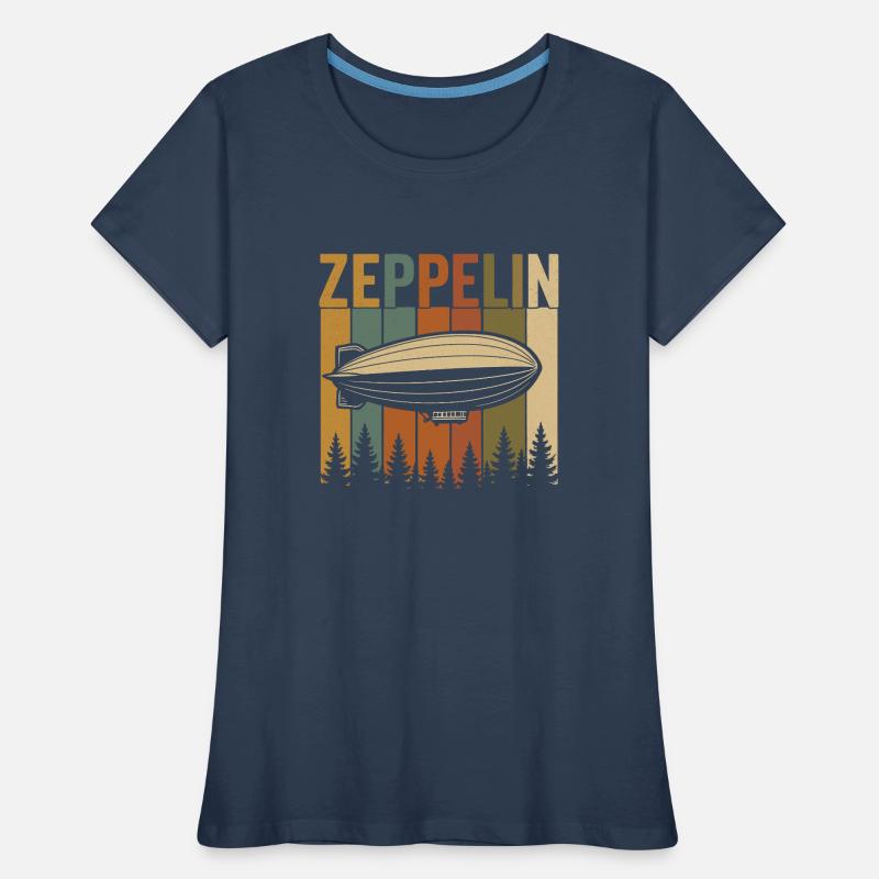 Conception rétro du dirigeable Zeppelin T-shirt bio Premium Femme