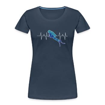 Tauchen - Taucher - Scuba Diving - Herzschlag - Frauen Premium Bio T-Shirt - Navy - Vorne - Mia (176cm)
