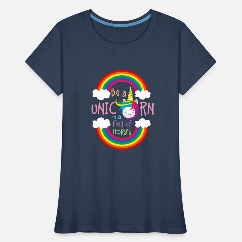 Sei ein Regenbogen-Einhorn Frauen Premium Bio T-Shirt