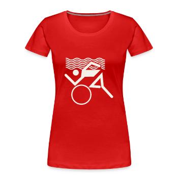 Swim Bike Run - Frauen Premium Bio T-Shirt - Navy - Vorne - Mia (176cm)