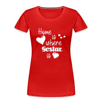 Zuhause in Goslar - Home is where Goslar is - Frauen Premium Bio T-Shirt - Navy - Vorne - Mia (176cm)