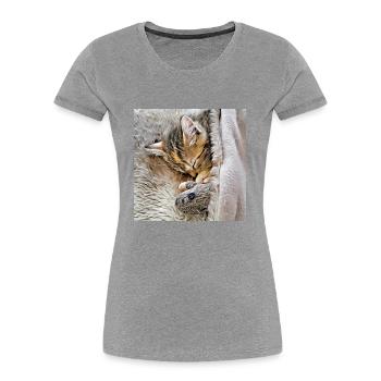 Kitten sleeping with favorite toy mouse - Women's Premium Organic T-Shirt - navy - Front - Mia (176cm)