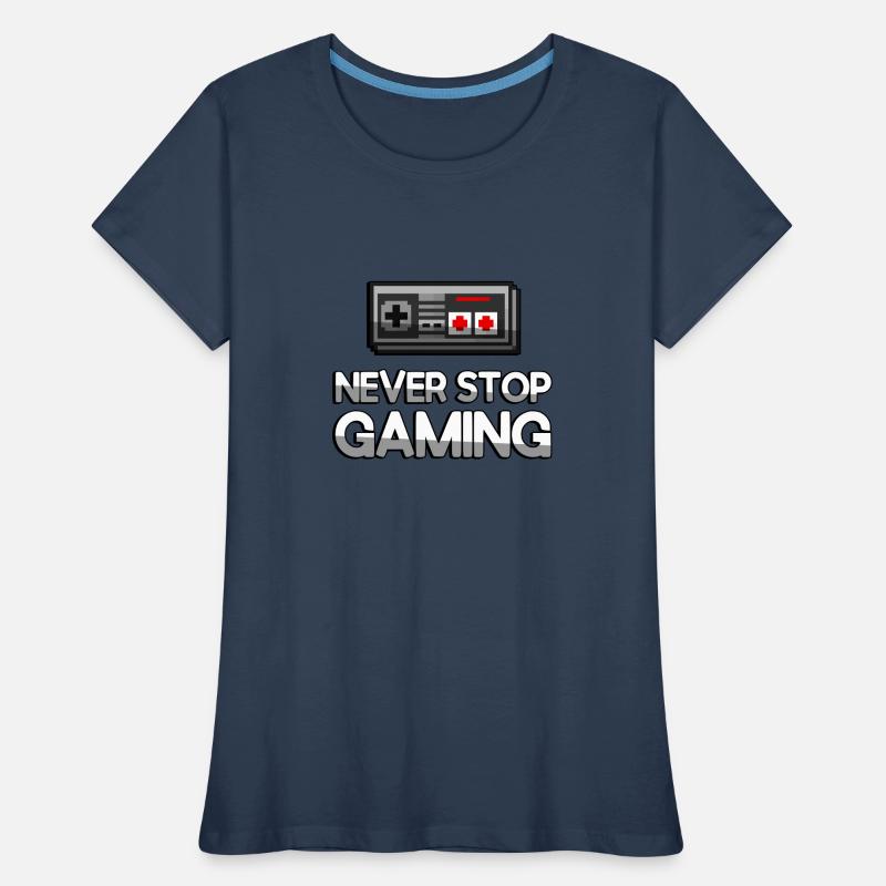 NEVER STOP GAMING + NES Controller - Gaming Frauen Premium Bio T-Shirt