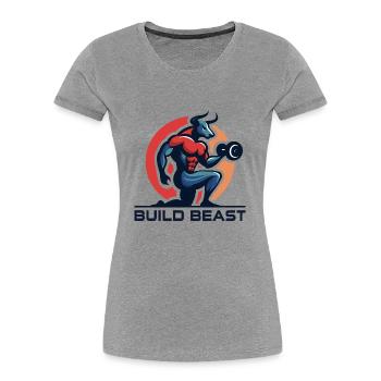 Gym Dominator, BUILD BEAST Tees - Women's Premium Organic T-Shirt - navy - Front - Mia (176cm)
