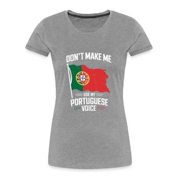 Portuguese Voice - Women's Premium Organic T-Shirt - navy - Front - Mia (176cm)