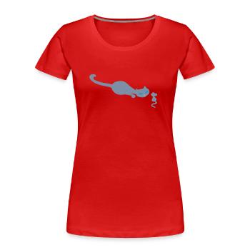 Retro Katze Cat retro uh mouse - Frauen Premium Bio T-Shirt - Navy - Vorne - Mia (176cm)