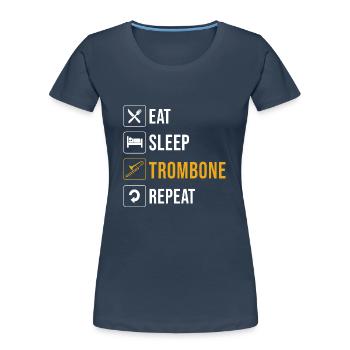Posaune - Frauen Premium Bio T-Shirt - Navy - Vorne - Mia (176cm)