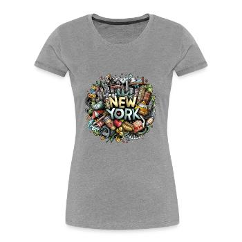 New York City Graffiti NYC Manhattan - T-shirt bio Premium Femme - bleu marine - Devant - Mia (176cm)