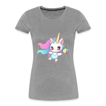 Einhorn spielt Volleyball - Frauen Premium Bio T-Shirt - Navy - Vorne - Mia (176cm)