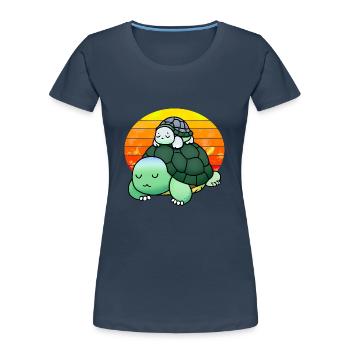 You don't wake sleeping turtles - Women's Premium Organic T-Shirt - navy - Front - Mia (176cm)