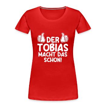 Tobias - Frauen Premium Bio T-Shirt - Navy - Vorne - Mia (176cm)