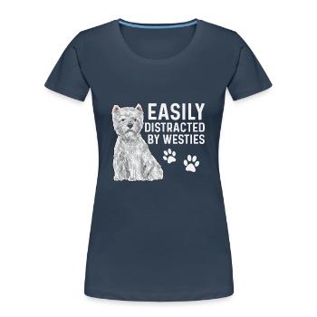 West Highland White Terrier Westie - Frauen Premium Bio T-Shirt - Navy - Vorne - Mia (176cm)