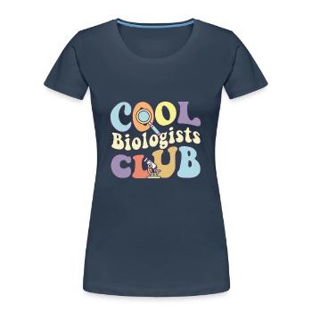 Cool Biologists Club Microbiologist Crew Marine - Women's Premium Organic T-Shirt - navy - Front - Mia (176cm)
