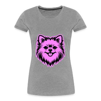 Tête de chien de Poméranie - T-shirt bio Premium Femme - bleu marine - Devant - Mia (176cm)