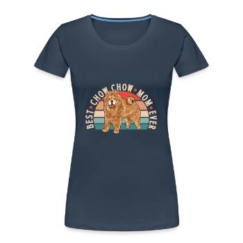 Chow Chow Chien - T-shirt bio Premium Femme - bleu marine - Devant - Mia (176cm)