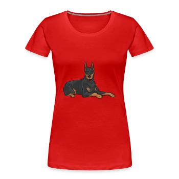 Doberman Pinscher Chien Dobie - T-shirt bio Premium Femme - bleu marine - Devant - Mia (176cm)