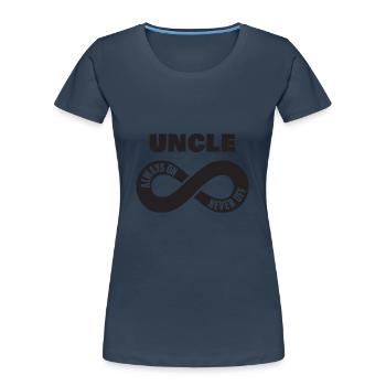 Oncle Toujours On Never Off Onkel Chemise - T-shirt bio Premium Femme - bleu marine - Devant - Mia (176cm)