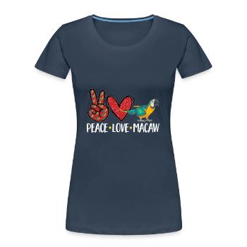 Ara à poitrine jaune, perroquet, bleu et ara, jaune - T-shirt bio Premium Femme - bleu marine - Devant - Mia (176cm)