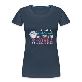 Kpop Idol Fan K Amant de drame J’aime la Corée J’ai un - T-shirt bio Premium Femme - bleu marine - Devant - Mia (176cm)
