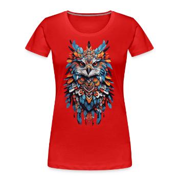 Spiritual Falcon Feather Mandala Bohemian Spirit - Women's Premium Organic T-Shirt - navy - Front - Mia (176cm)