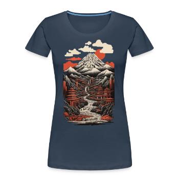 Japan Retro Landscape Asian Art Splendor - Women's Premium Organic T-Shirt - navy - Front - Mia (176cm)
