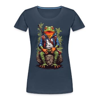 Retro Anime Frosch Charakter Japan Art Style - Frauen Premium Bio T-Shirt - Navy - Vorne - Mia (176cm)