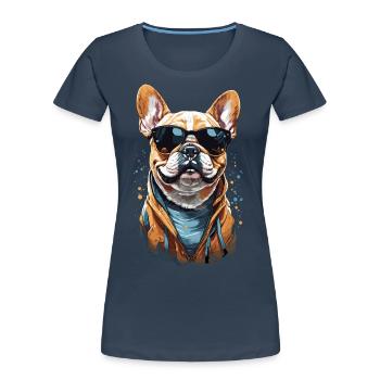 French Bulldog Dog with Style - Women's Premium Organic T-Shirt - navy - Front - Mia (176cm)