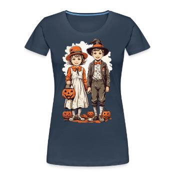 Vintage Trick or Treat Halloween enfants - T-shirt bio Premium Femme - bleu marine - Devant - Mia (176cm)